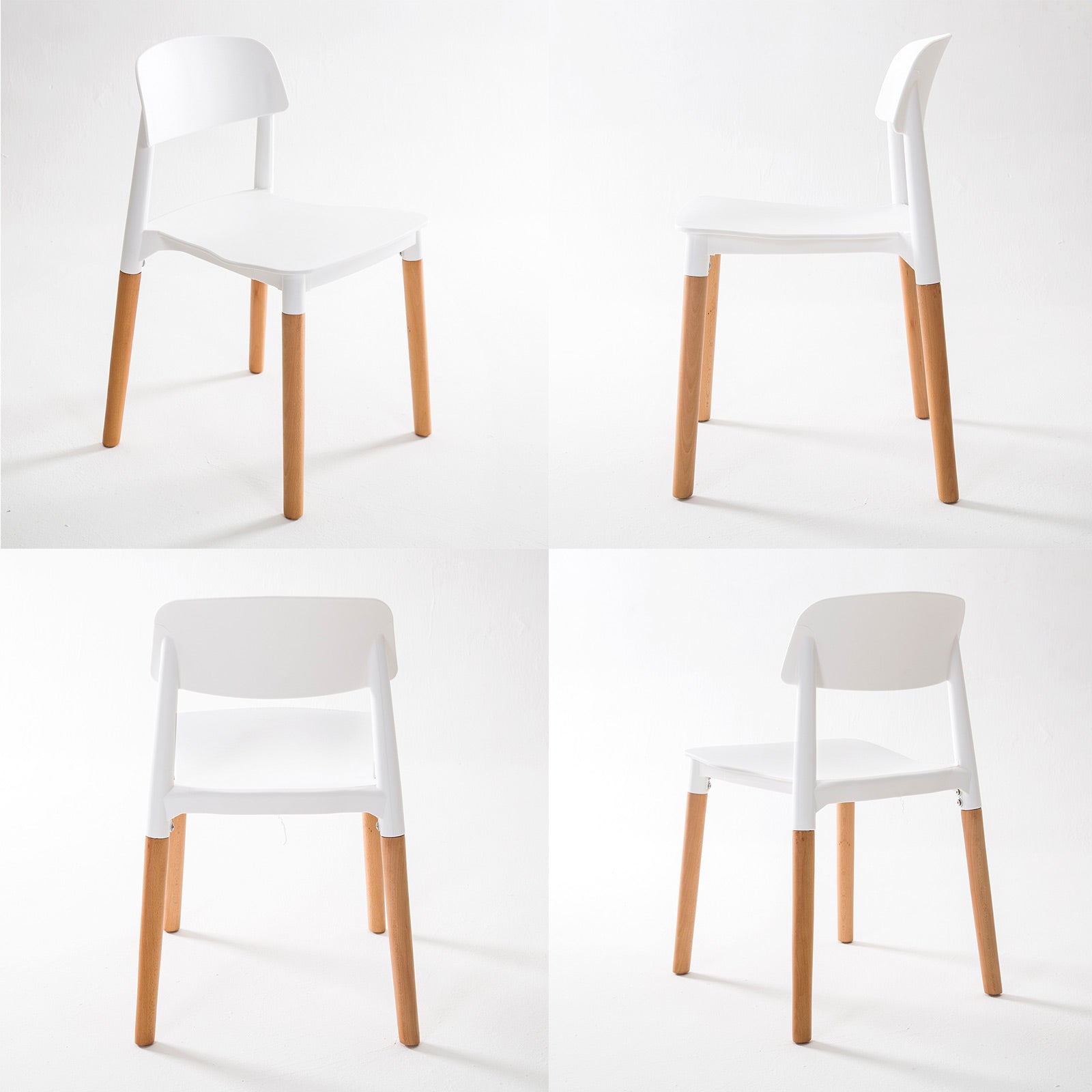 4 Set White Retro Belloch Stackable Dining Cafe Chair - image2