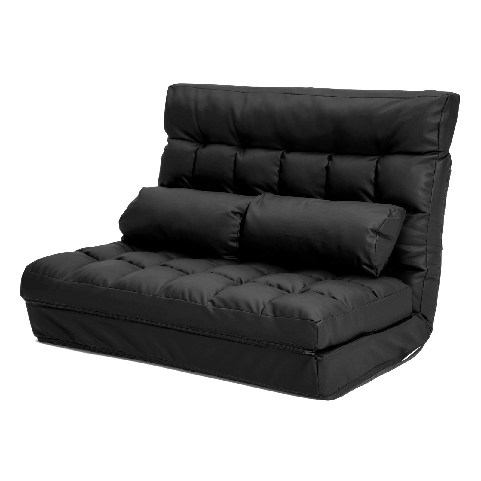 Double Seat Couch Bed Black Sofa Gemini Leather - image1