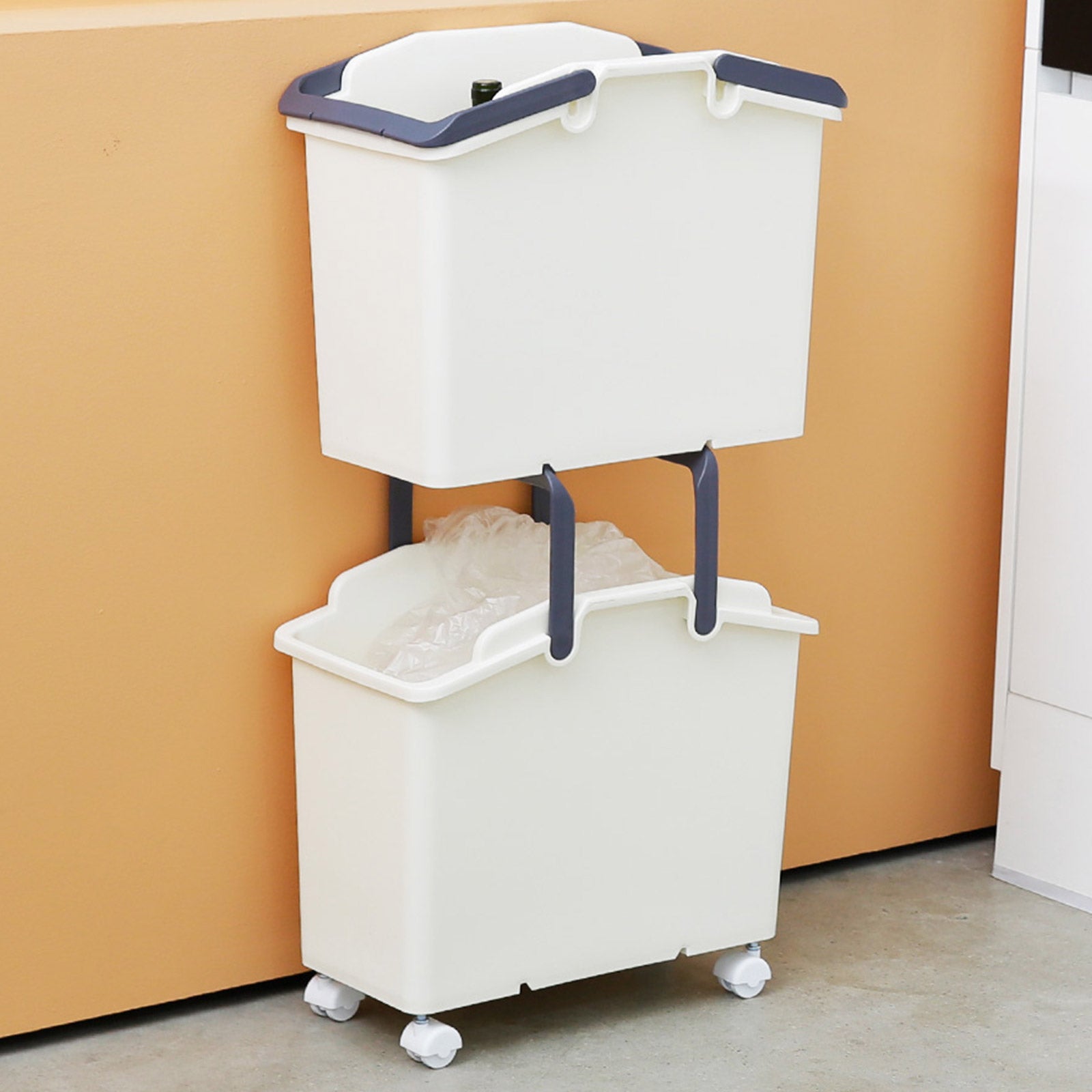 2 Set Ivory Stackable Multipurpose Laundry Basket - image3