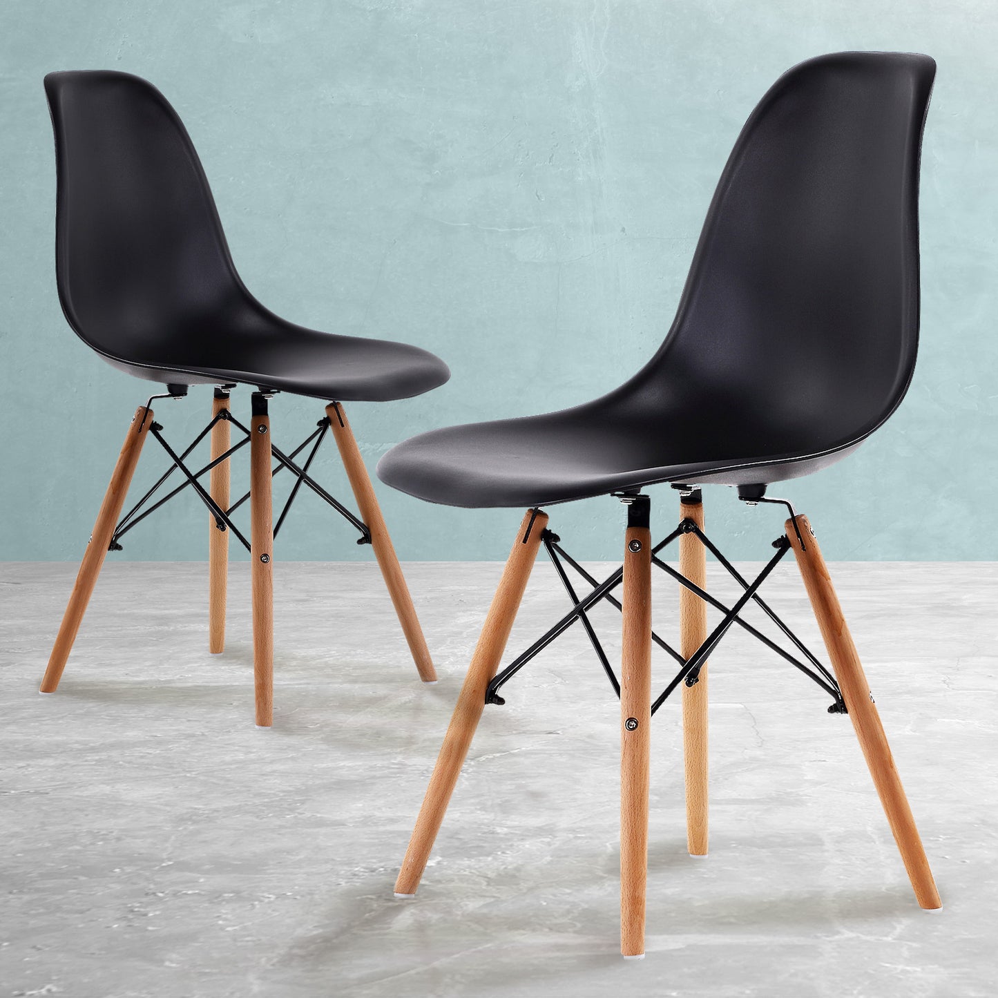 2 Set Black Retro Dining Cafe Chair DSW PP - image10