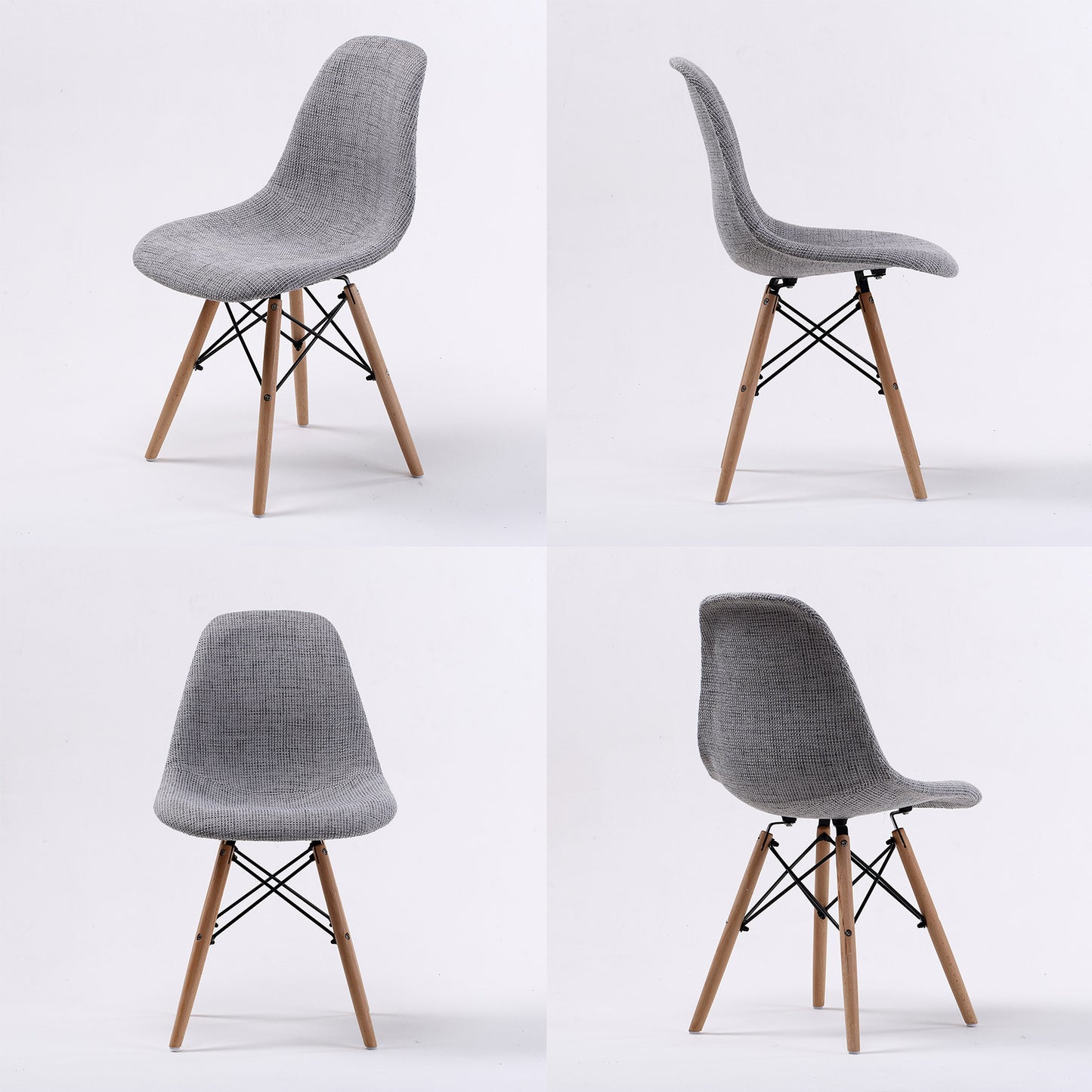 2 Set Grey Retro Dining Cafe Chair DSW Fabric - image3