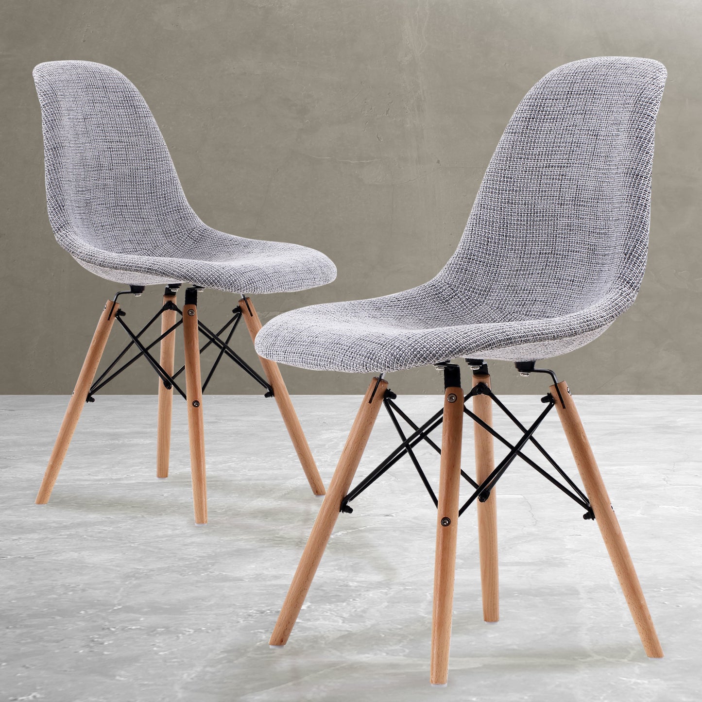 2 Set Grey Retro Dining Cafe Chair DSW Fabric - image10