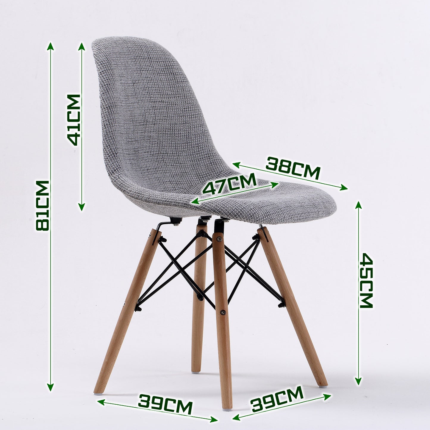 2 Set Grey Retro Dining Cafe Chair DSW Fabric - image11