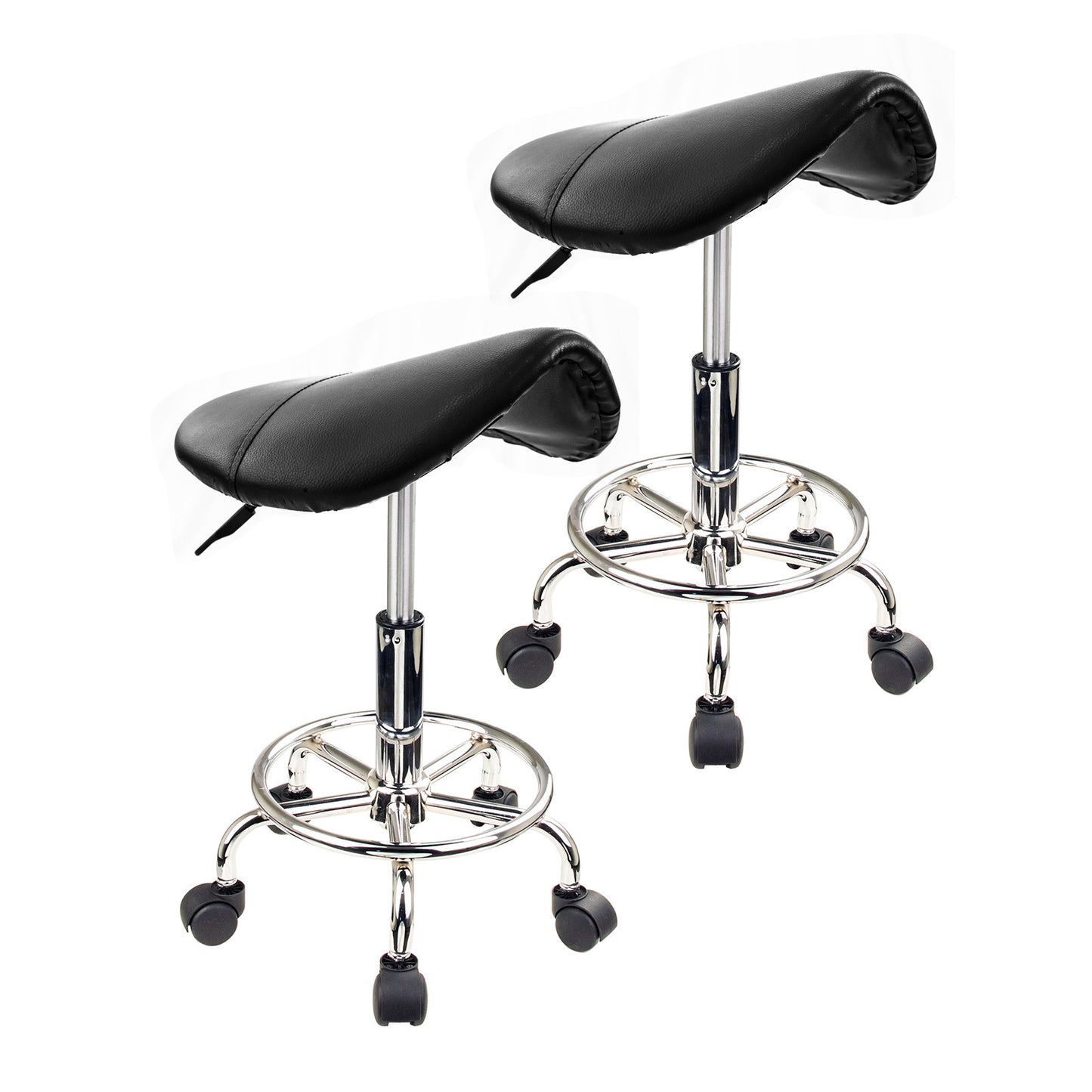 2 Set Black Salon Barber Stool Swivel Saddle Type - image1