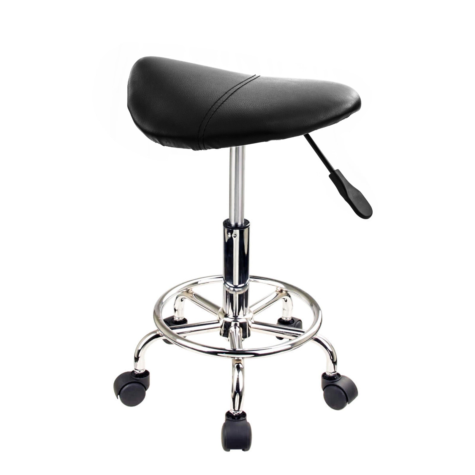 2 Set Black Salon Barber Stool Swivel Saddle Type - image2