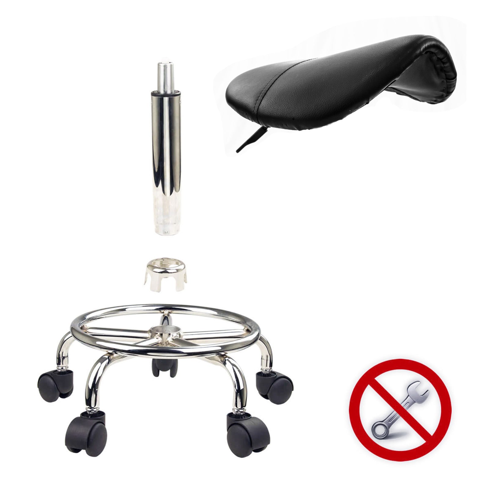 2 Set Black Salon Barber Stool Swivel Saddle Type - image8