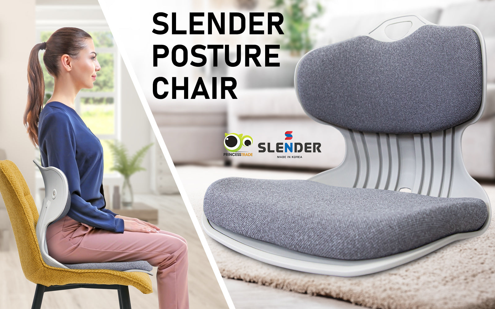 Grey Slender Chair Posture Correction Seat Floor Lounge Stackable - image2