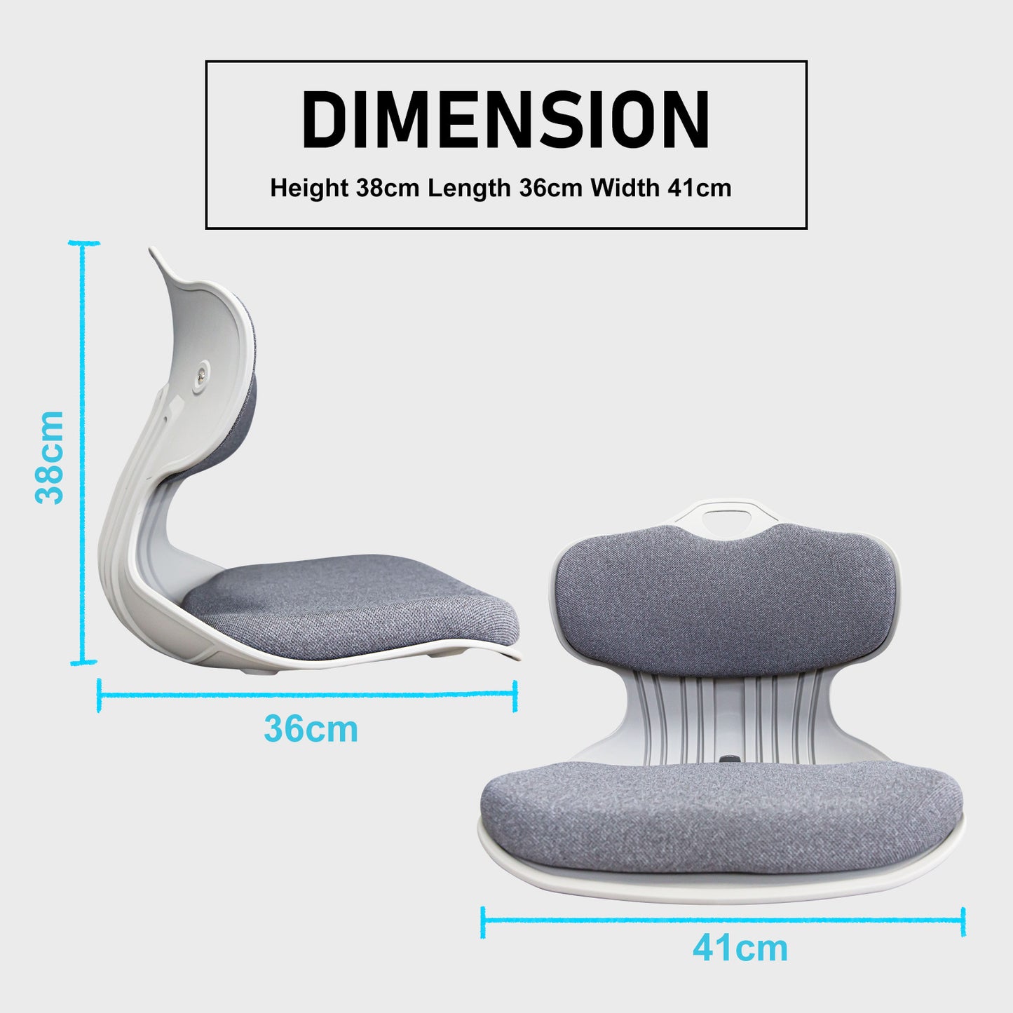 Grey Slender Chair Posture Correction Seat Floor Lounge Stackable - image12