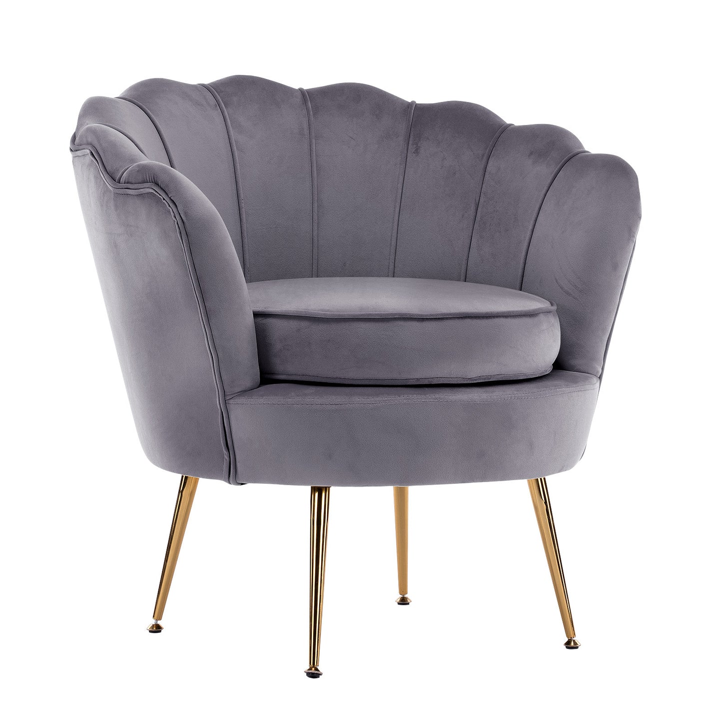 Shell Scallop Grey Armchair Lounge Chair Accent Velvet - image1