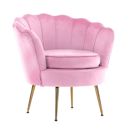 Shell Scallop Pink Armchair Lounge Chair Accent Velvet - image1