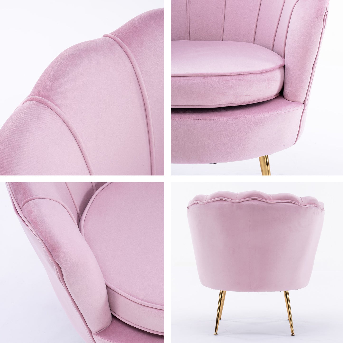 Shell Scallop Pink Armchair Lounge Chair Accent Velvet - image3