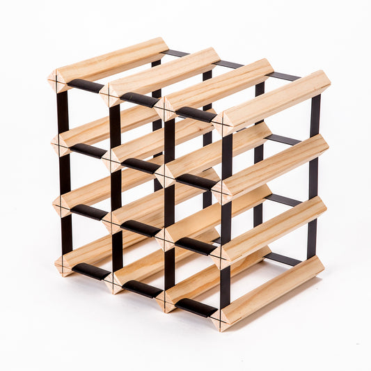 12 Bottle Timber Wine Rack Storage Cellar Organiser - image1