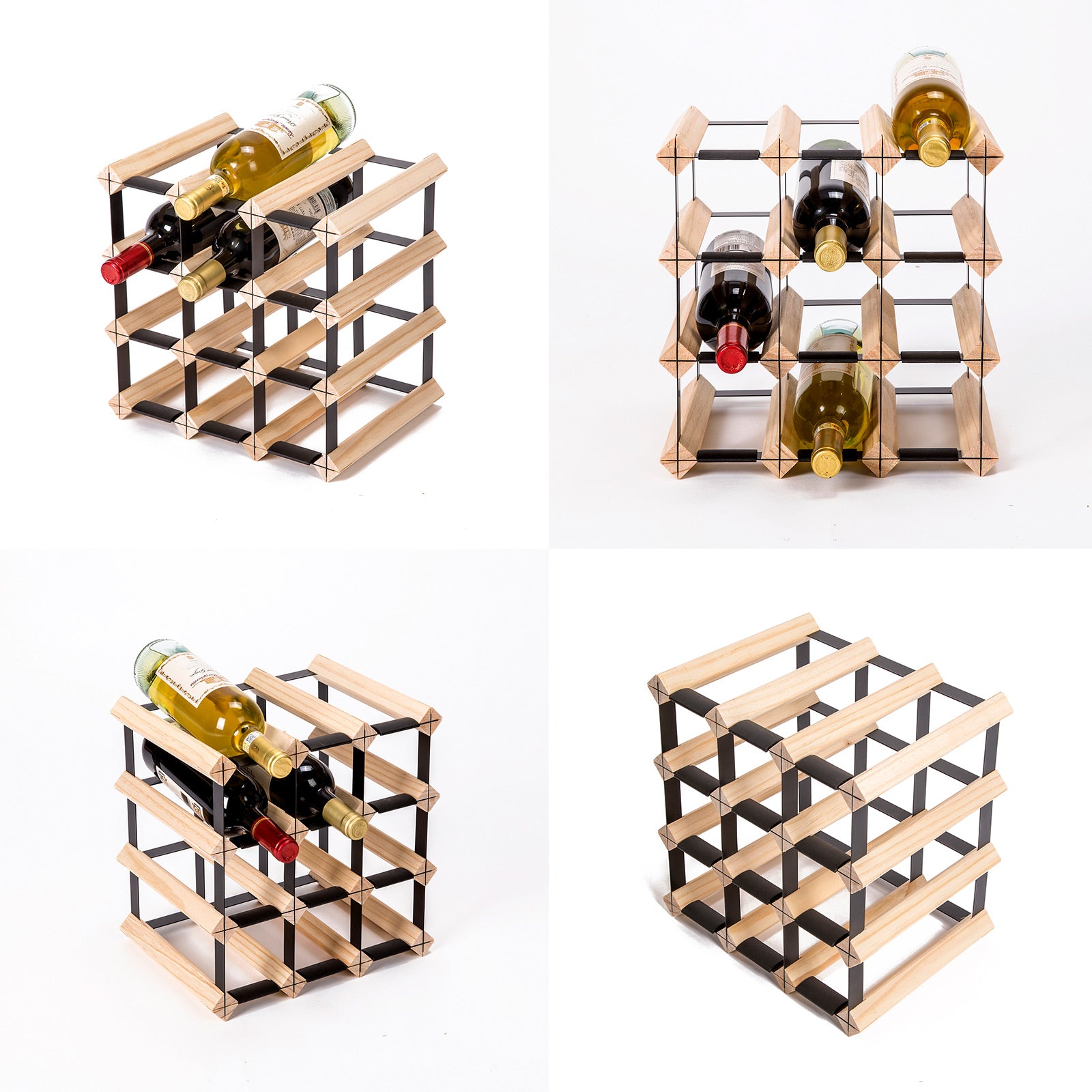 12 Bottle Timber Wine Rack Storage Cellar Organiser - image3