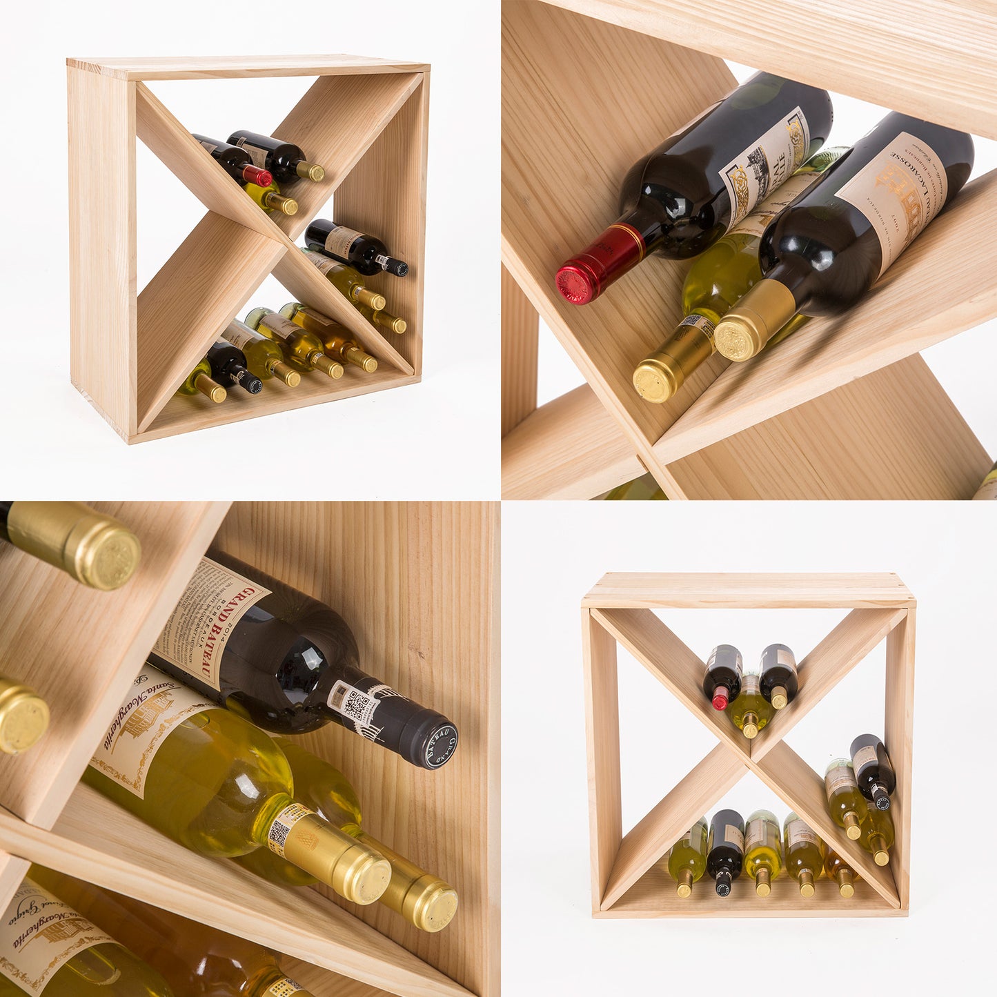 24 Bottle Timber Criss Cross Wine Rack Storage Cellar Organiser - image3