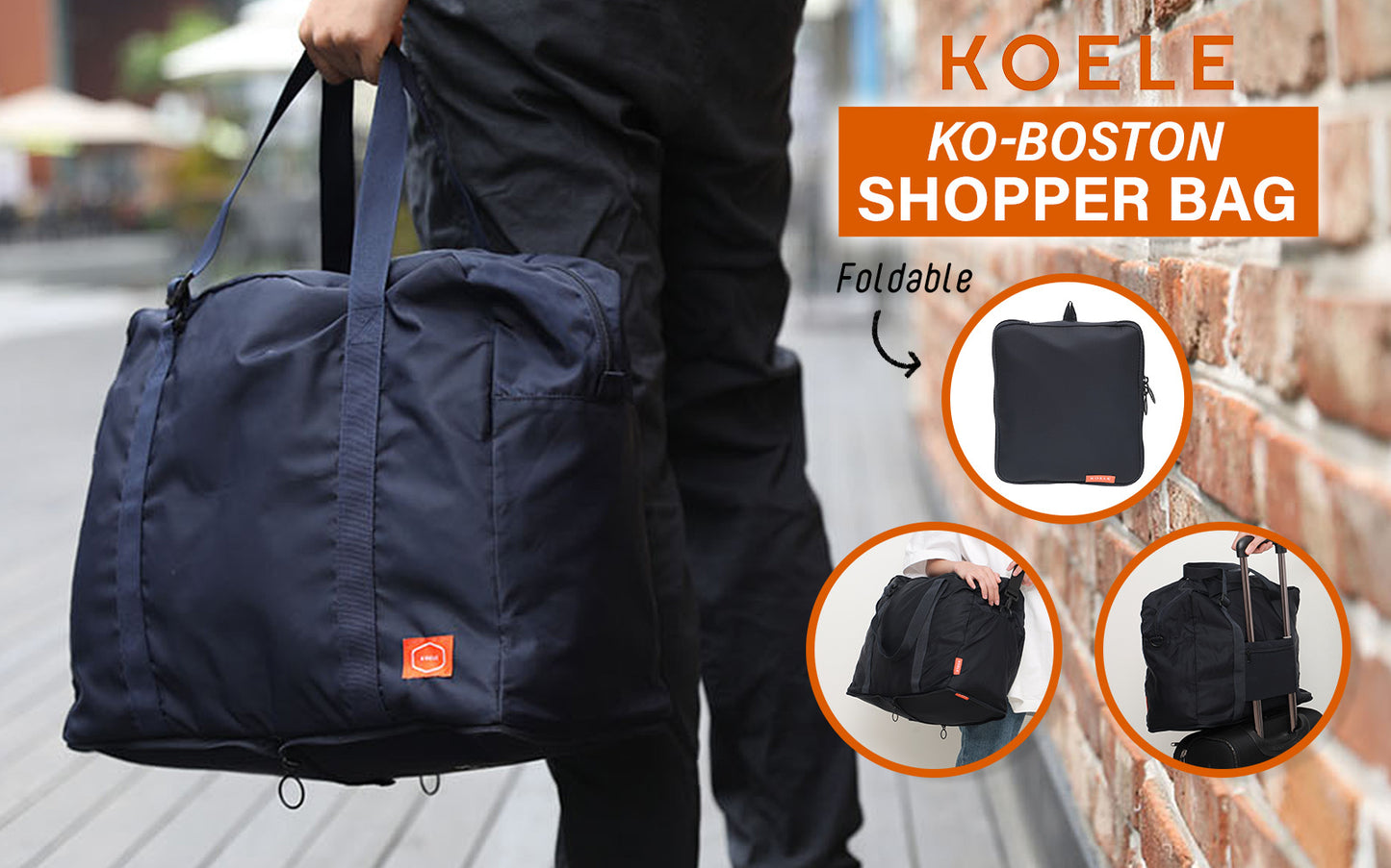 Navy Shopper Bag Travel Duffle Bag Foldable Laptop Luggage KO-BOSTON - image2