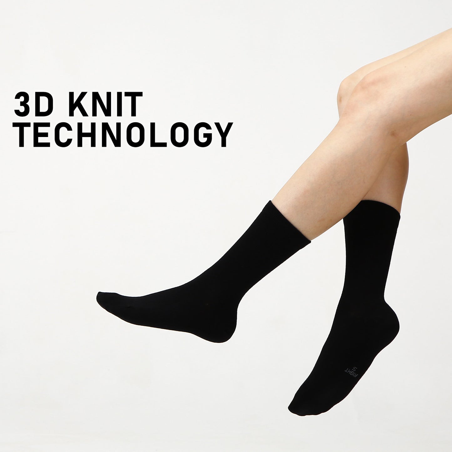 5 Pack Medium Black 3D Seamless Crew Socks Slim Breathable - image4