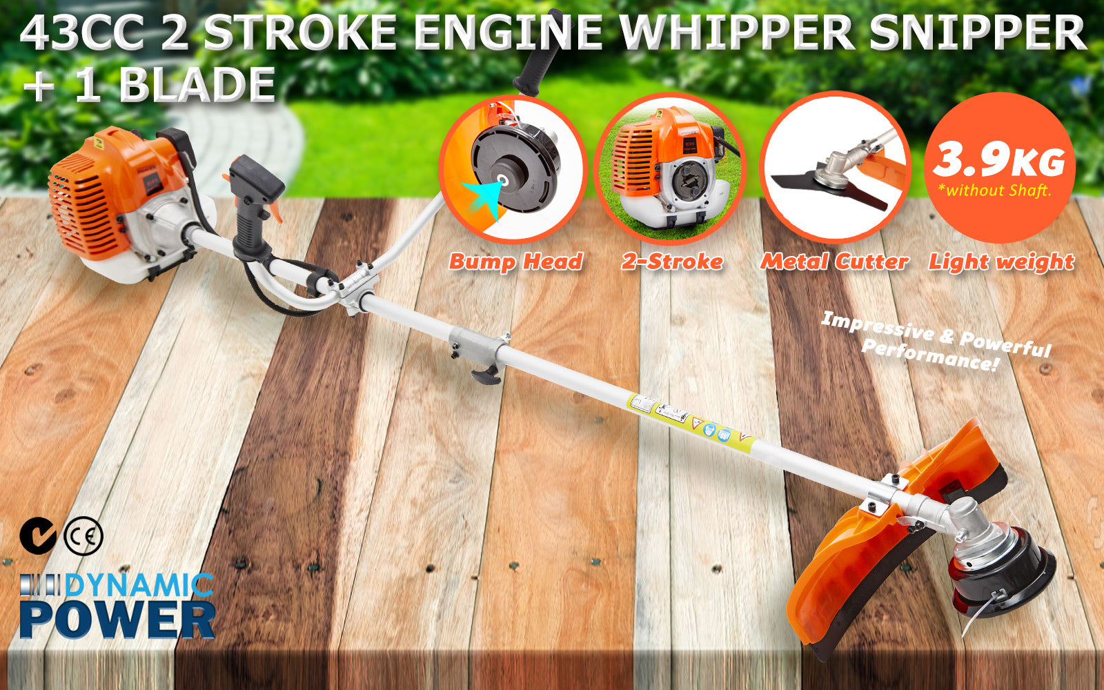 Dynamic Power Garden Whipper Snipper Brush Cutter 43cc + 1 Blade - image2