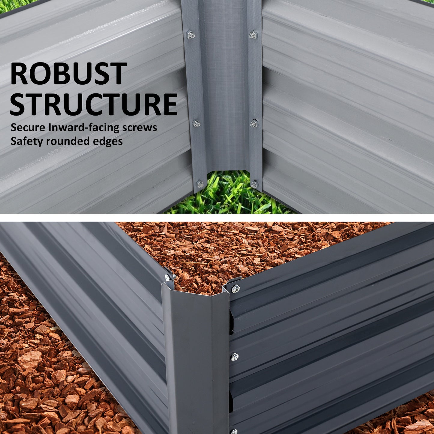 Home Ready 120 x 90 x 30cm Grey Raised Garden Bed Galvanised Steel Planter - image4