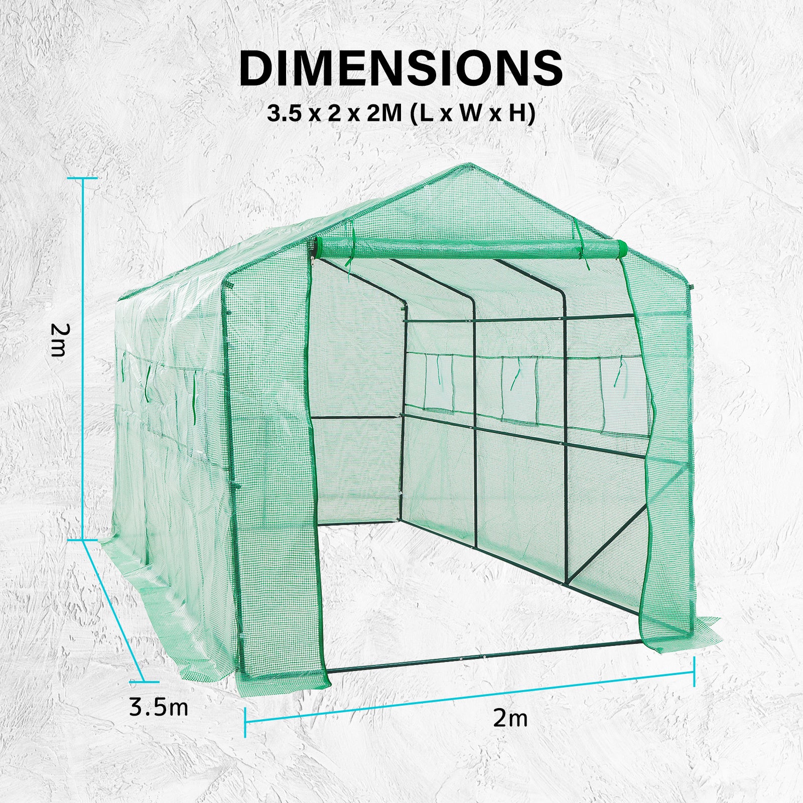 Home Ready Apex 3.5x2x2M Garden Greenhouse Walk-In Shed PE - image12