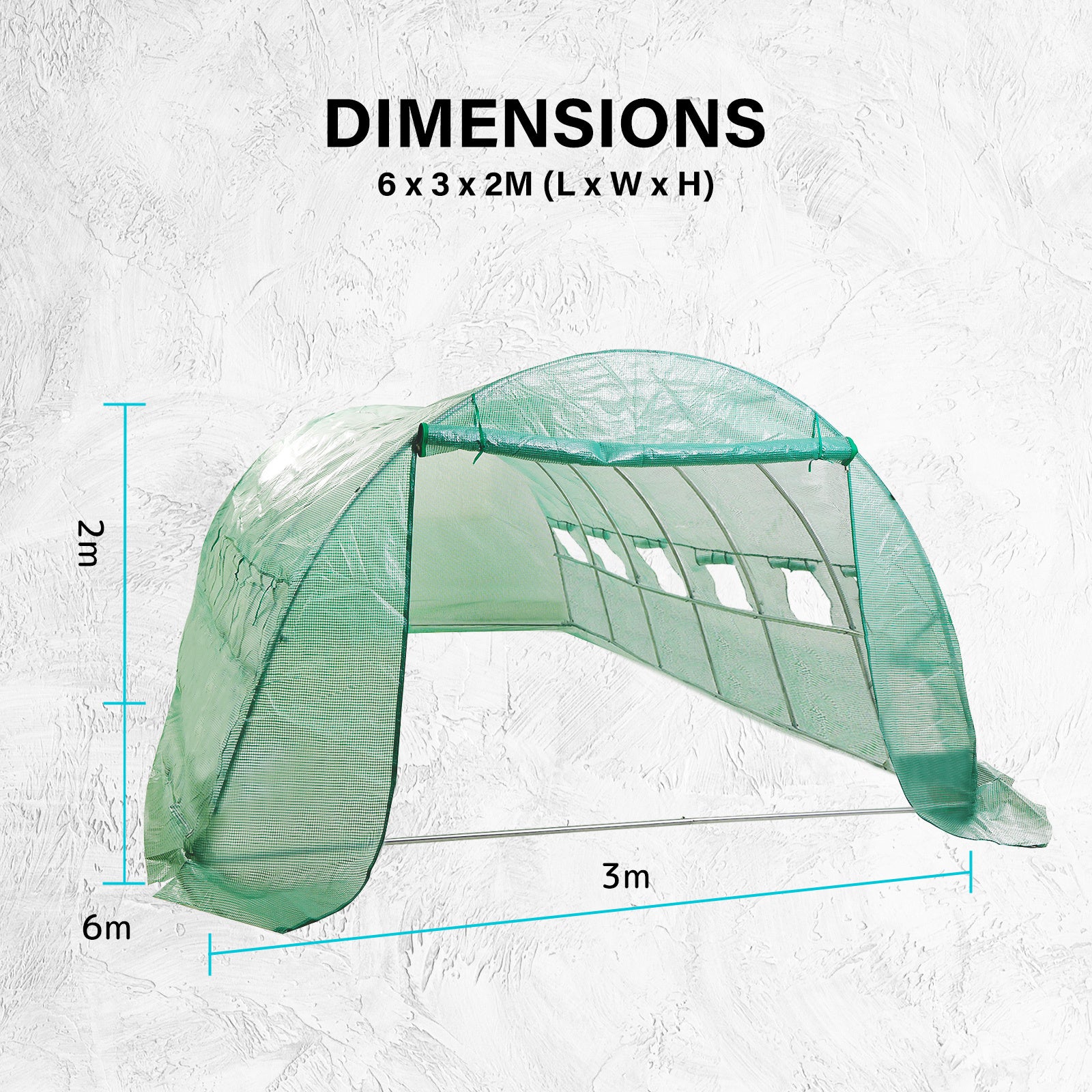 Home Ready Dome Hoop Tunnel Polytunnel 6x3x2M Greenhouse Walk-In Shed PE - image12