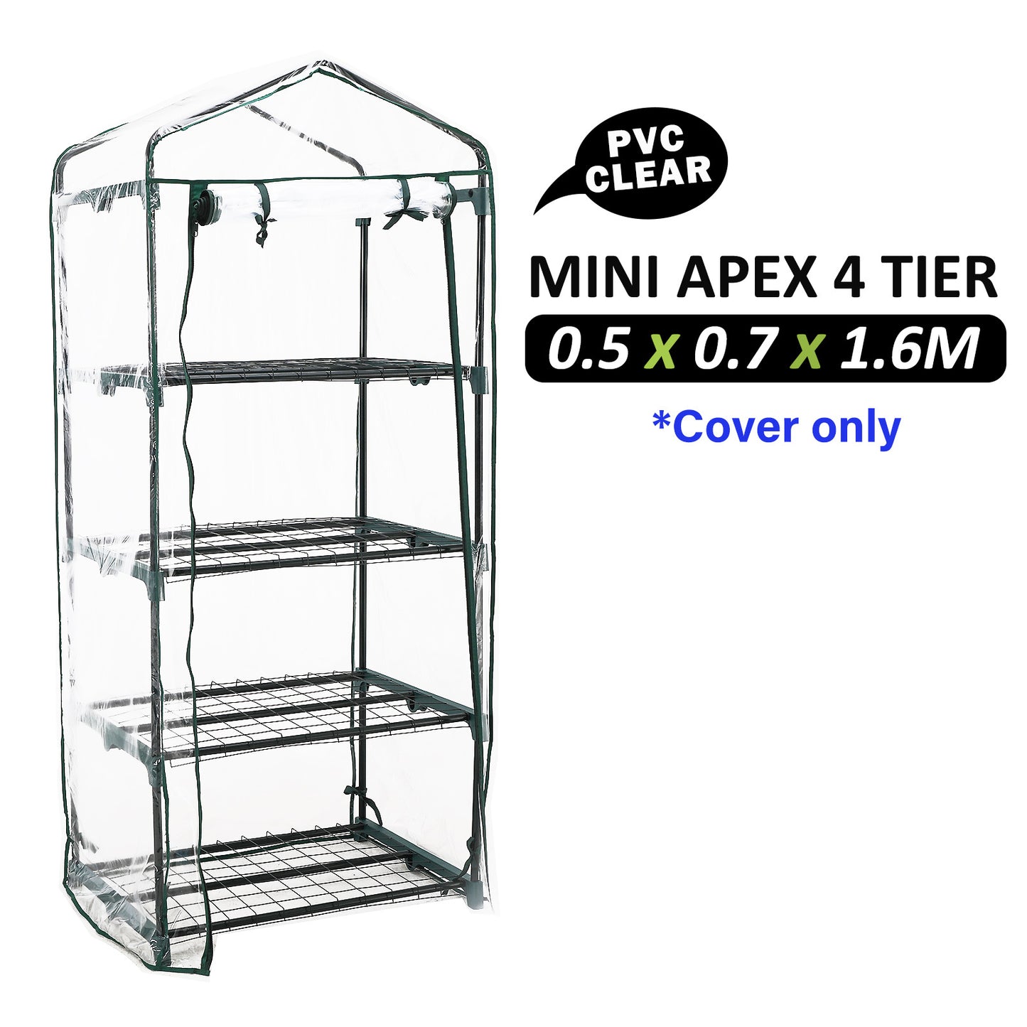 Home Ready Apex Mini Garden Greenhouse Shed PVC Cover Only - image2