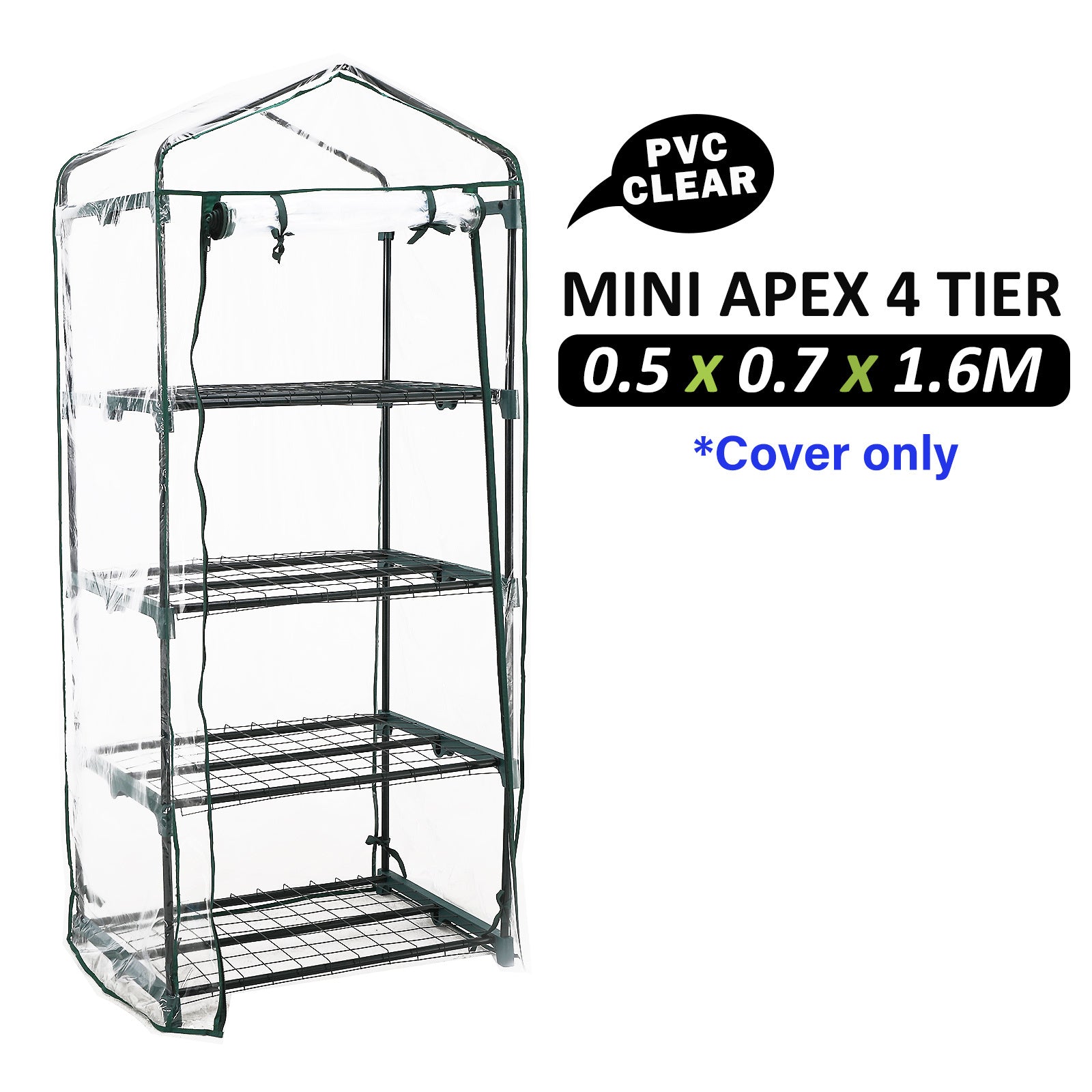 Home Ready Apex Mini Garden Greenhouse Shed PVC Cover Only - image4