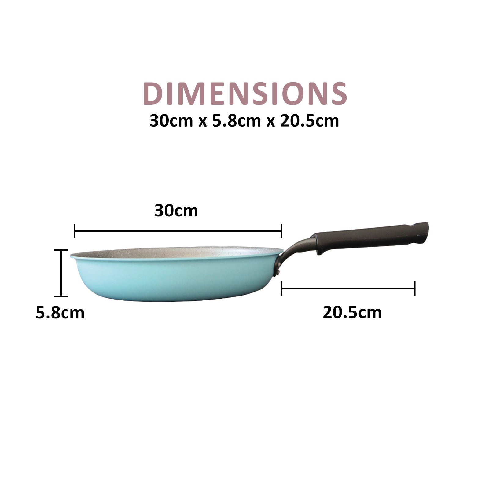 Round 28cm Pure Sky Blue Stone Frypan Frying Pan Non-Stick Induction Ceramic - image8