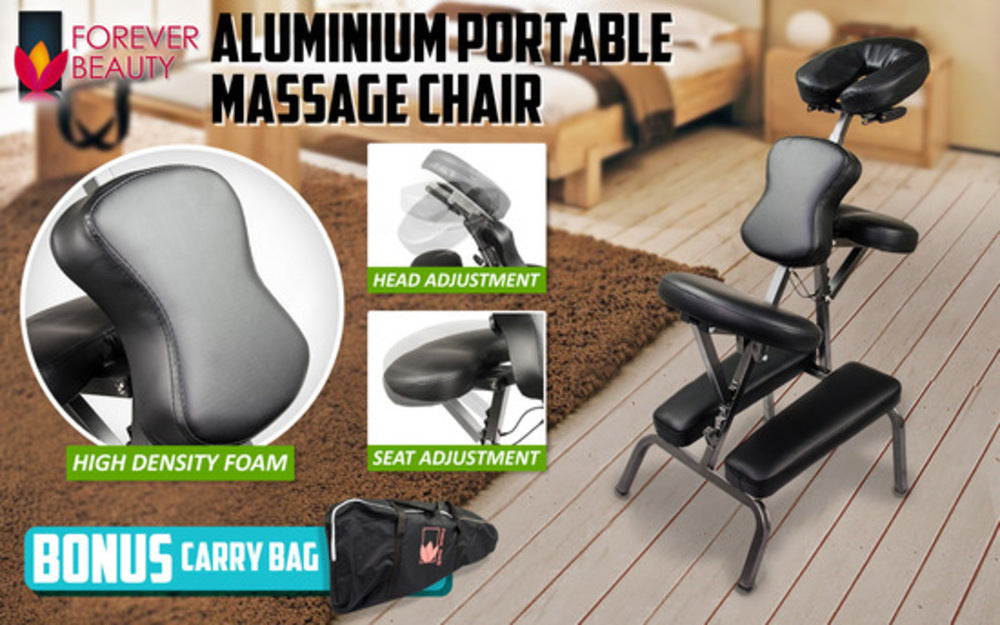 Black Portable Beauty Massage Foldable Chair Table Therapy Waxing Aluminium - image2