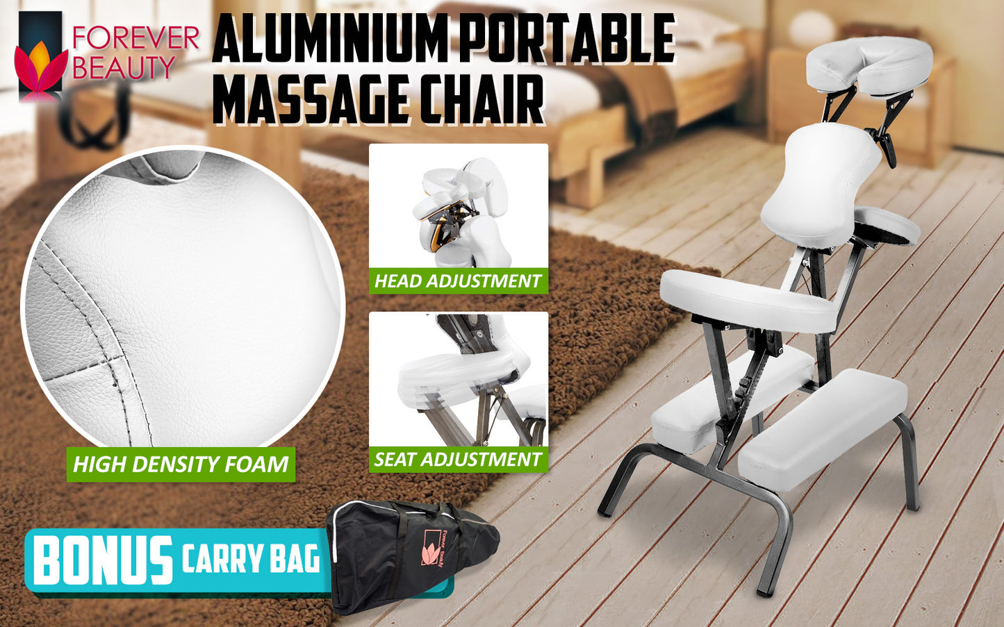 White Portable Beauty Massage Foldable Chair Table Therapy Waxing Aluminium - image2