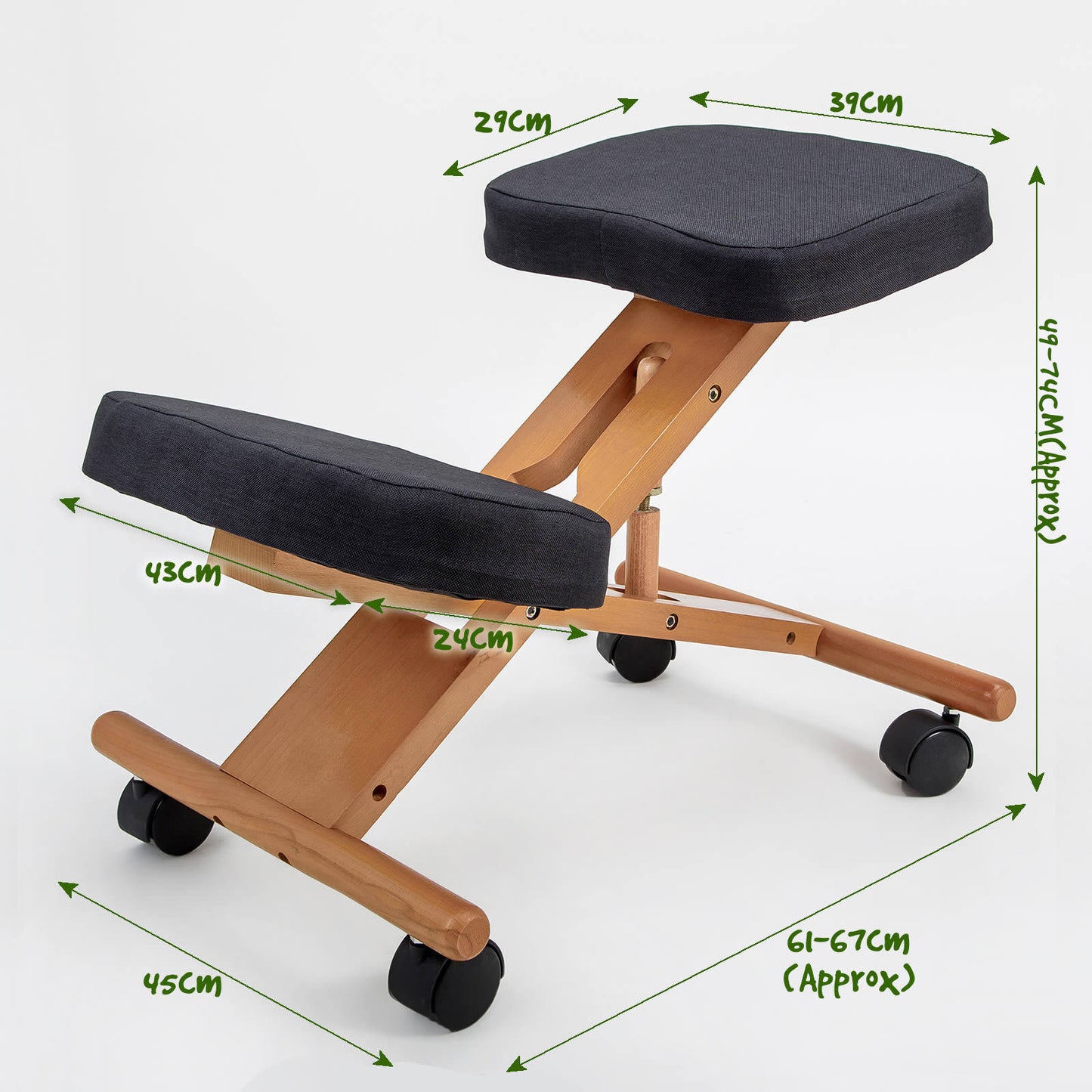 Black Ergonomic Adjustable Kneeling Chair - image9