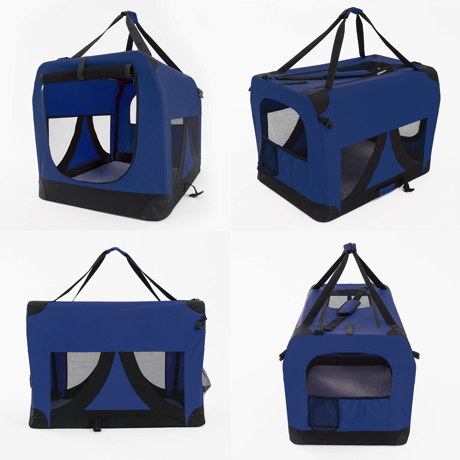 Blue Portable Soft Dog Cage Crate Carrier XL - image3