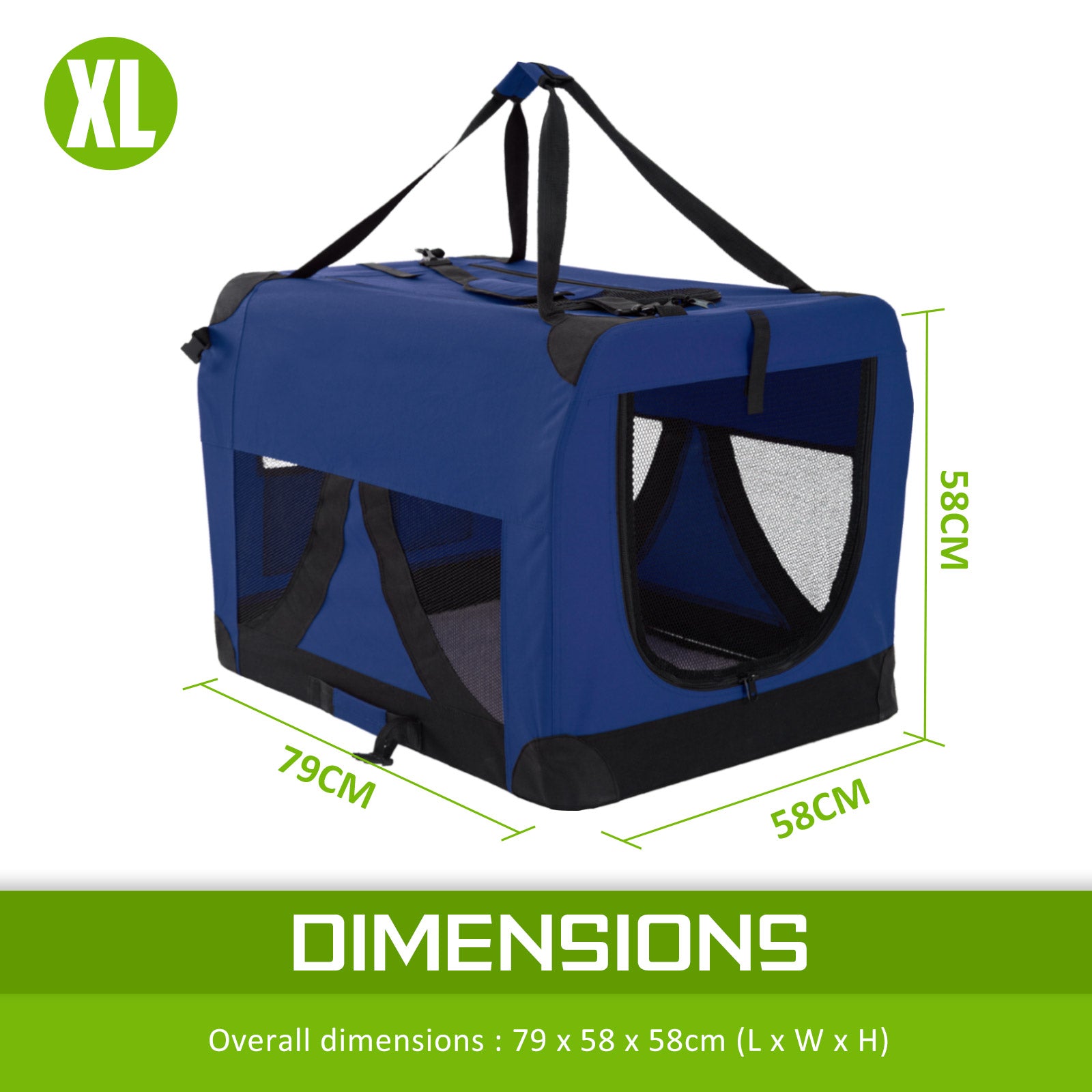 Blue Portable Soft Dog Cage Crate Carrier XL - image12