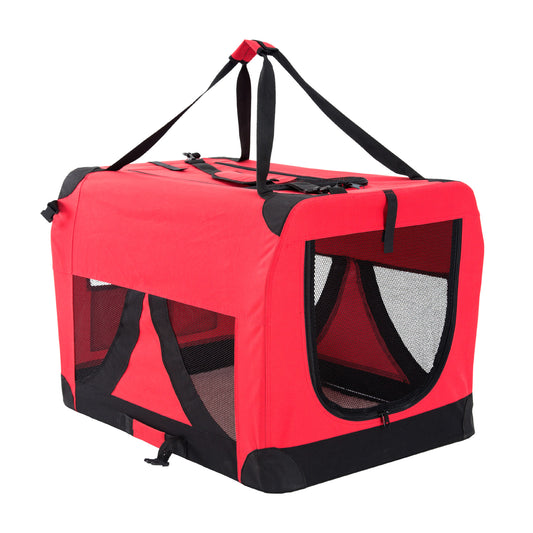 Red Portable Soft Dog Cage Crate Carrier XL - image1