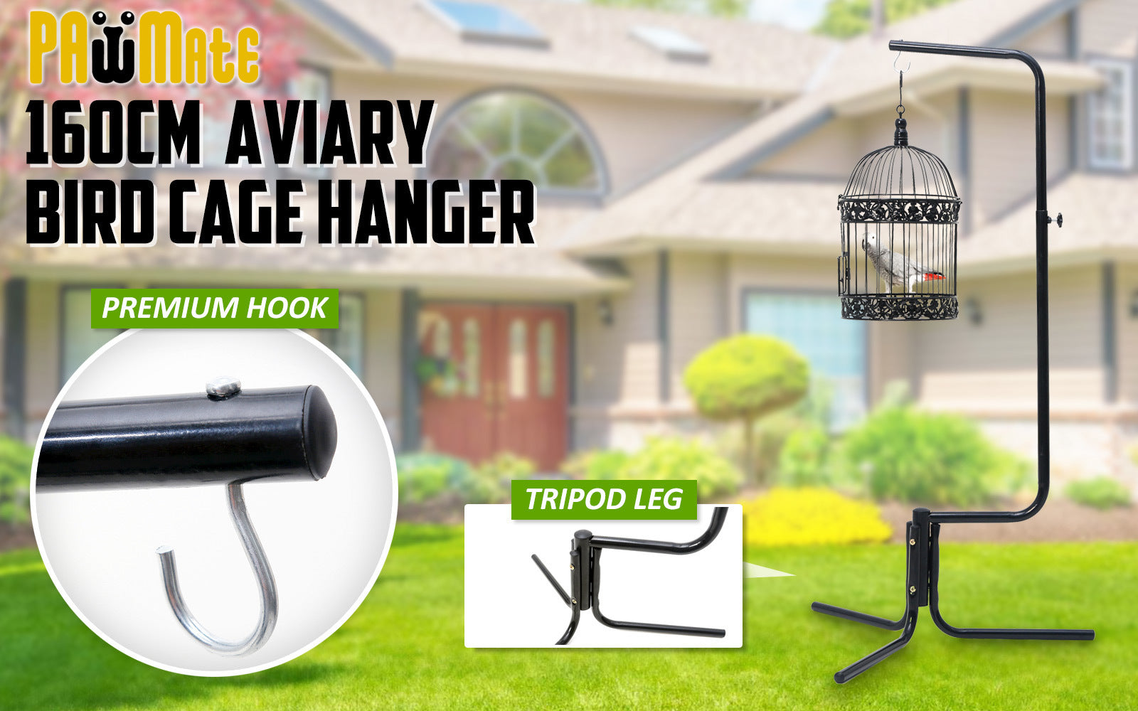 Bird Cage Hanger Stand Parrot Aviary Solo 160cm - image2
