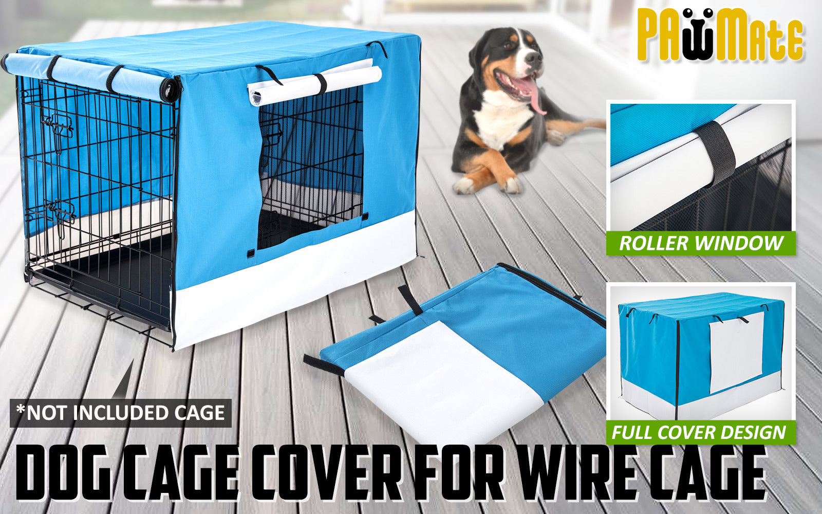 Blue Cage Cover Enclosure for Wire Dog Cage Crate 42in - image2