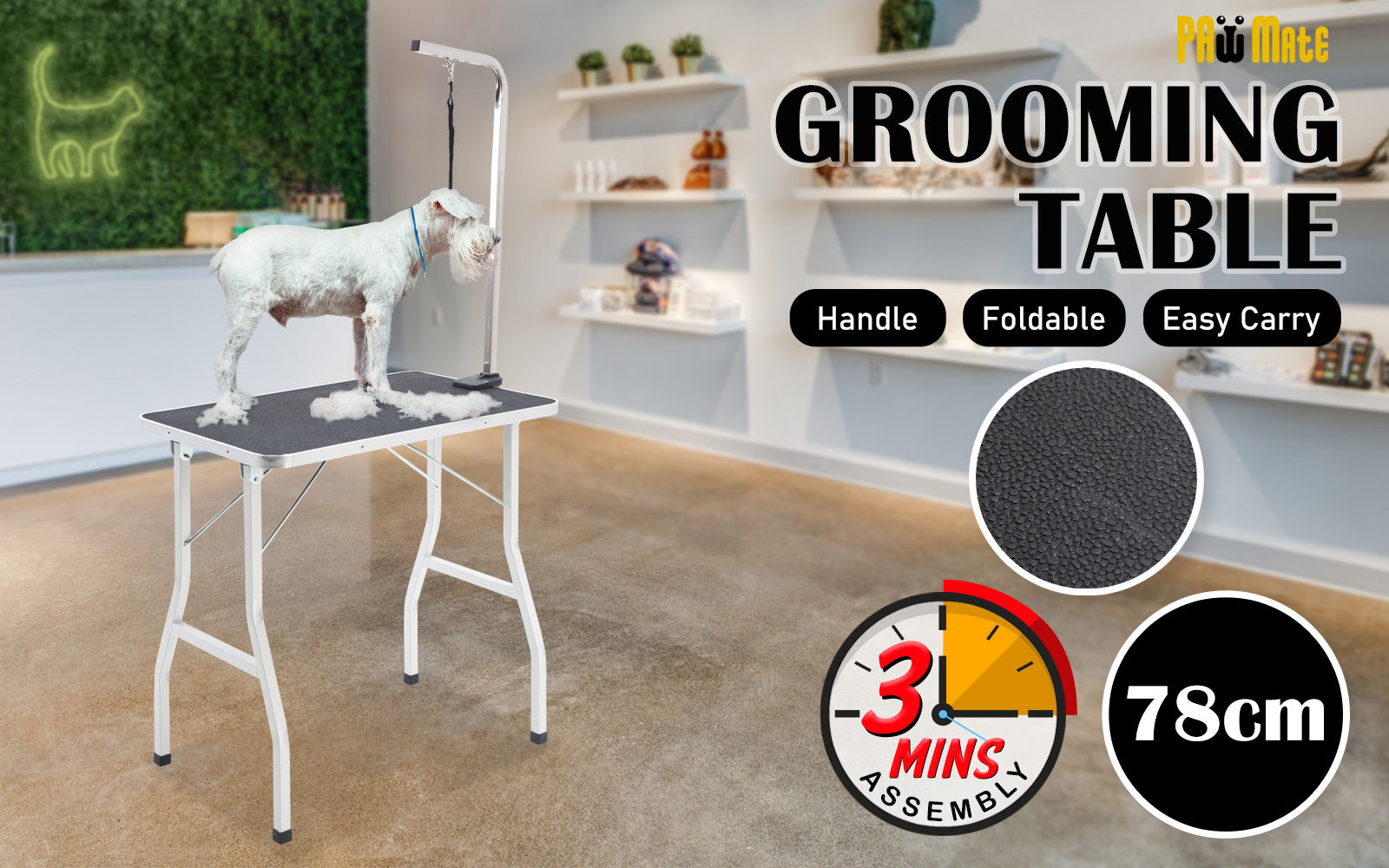 Black Pet Grooming Salon Table Dog Cat 78cm - image2