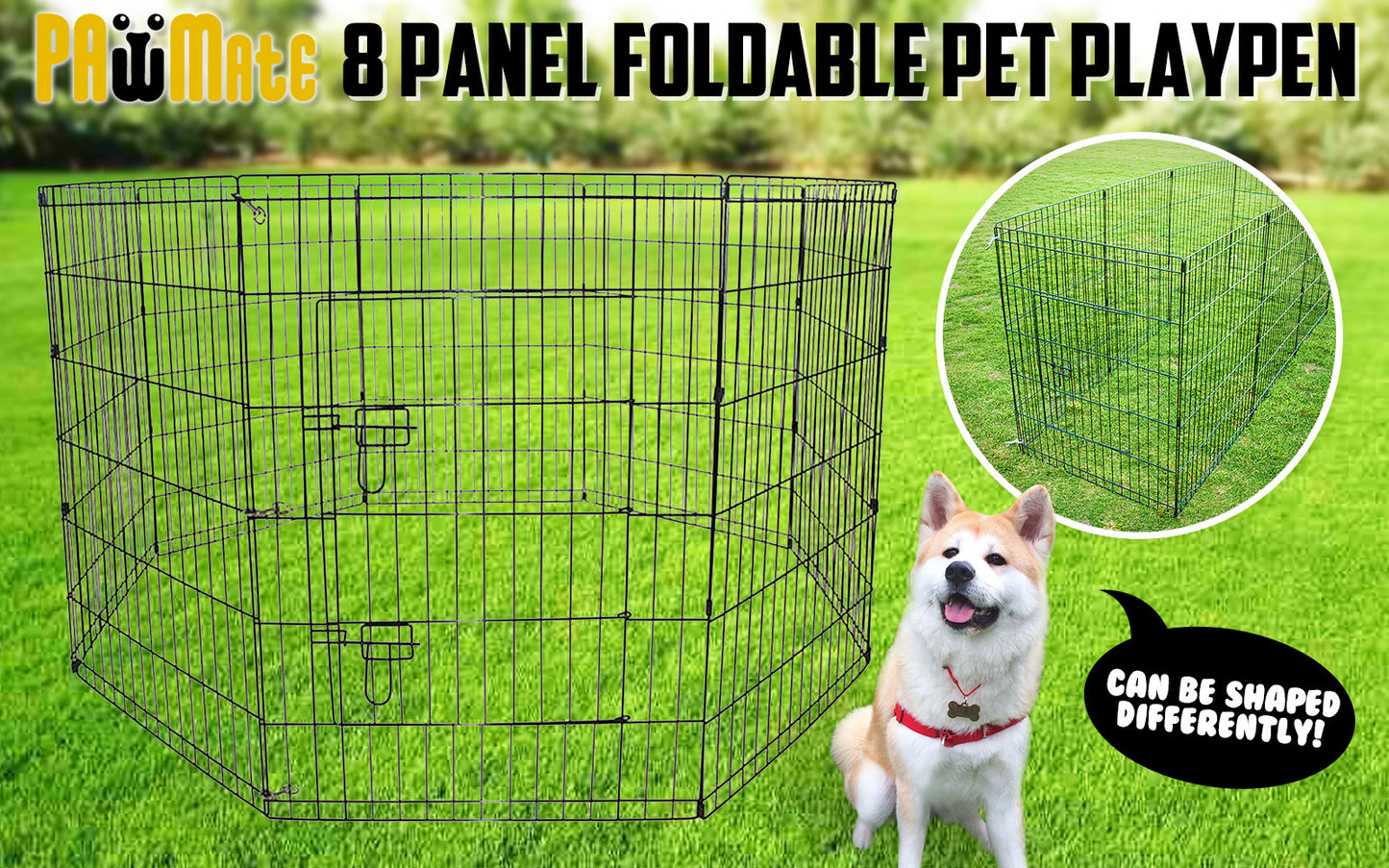 Pet Playpen 8 Panel 24in Foldable Dog Exercise Enclosure Fence Cage - image2