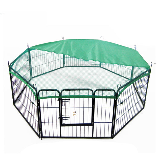Pet Playpen Heavy Duty 32in 8 Panel Foldable Dog Cage + Cover - image1