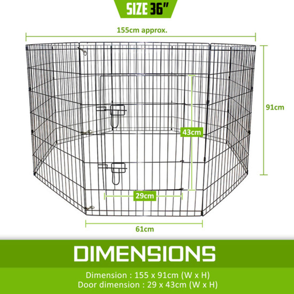 Pet Playpen 8 Panel 36in Foldable Dog Exercise Enclosure Fence Cage - image11