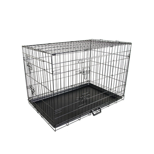 Wire Dog Cage Foldable Crate Kennel 24in with Tray - image1