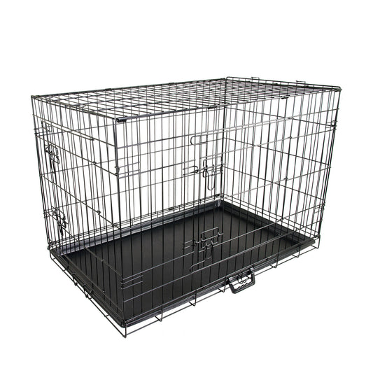 Wire Dog Cage Foldable Crate Kennel 48in with Tray - image1
