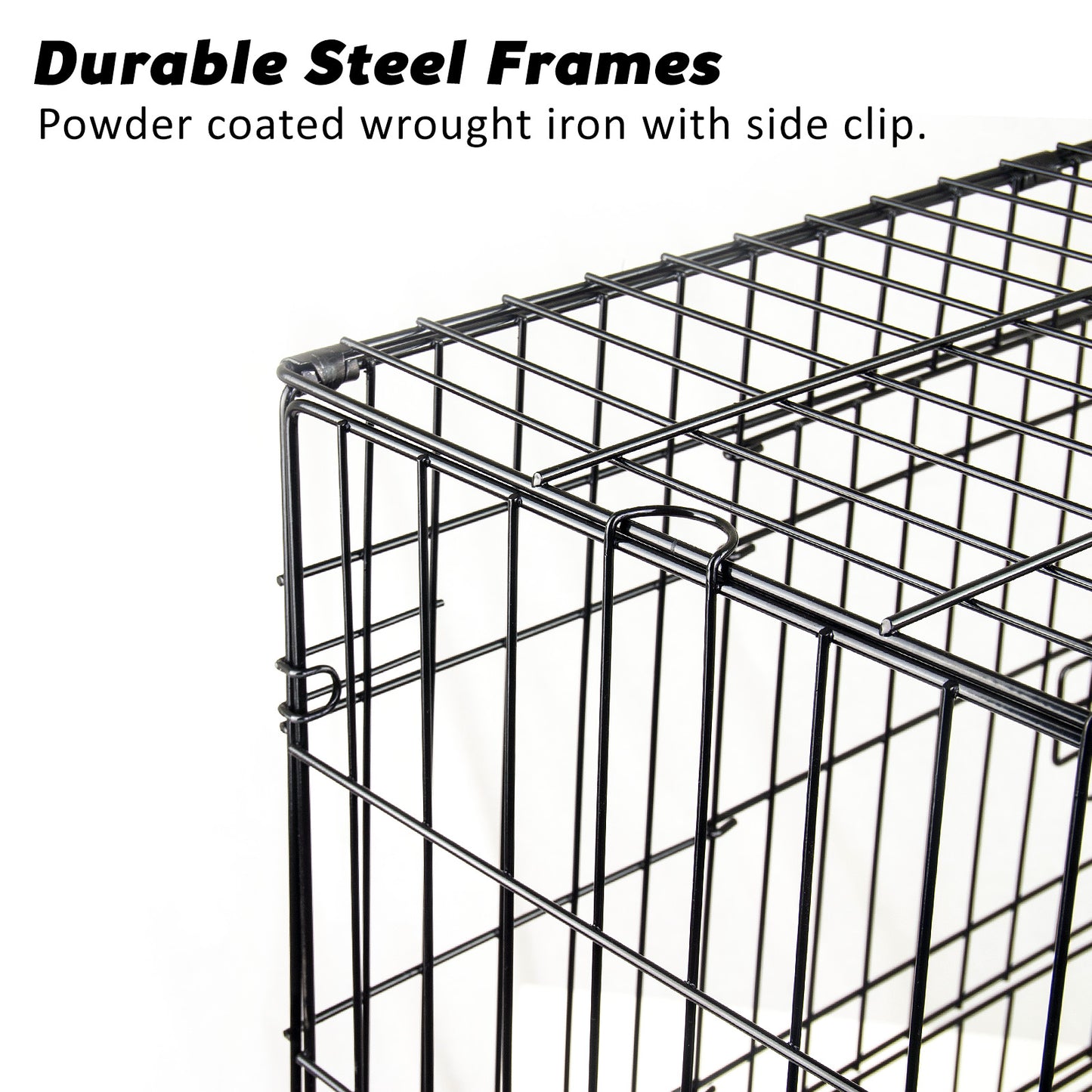 Wire Dog Cage Foldable Crate Kennel 30in with Tray + Cushion Mat Combo - image3