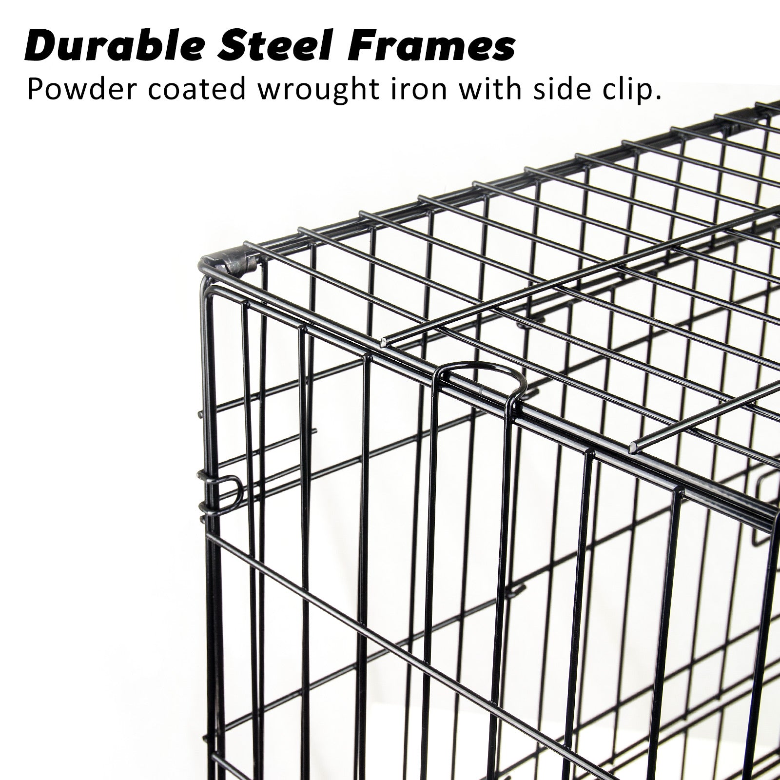 Wire Dog Cage Foldable Crate Kennel 30in with Tray + Cushion Mat Combo - image3