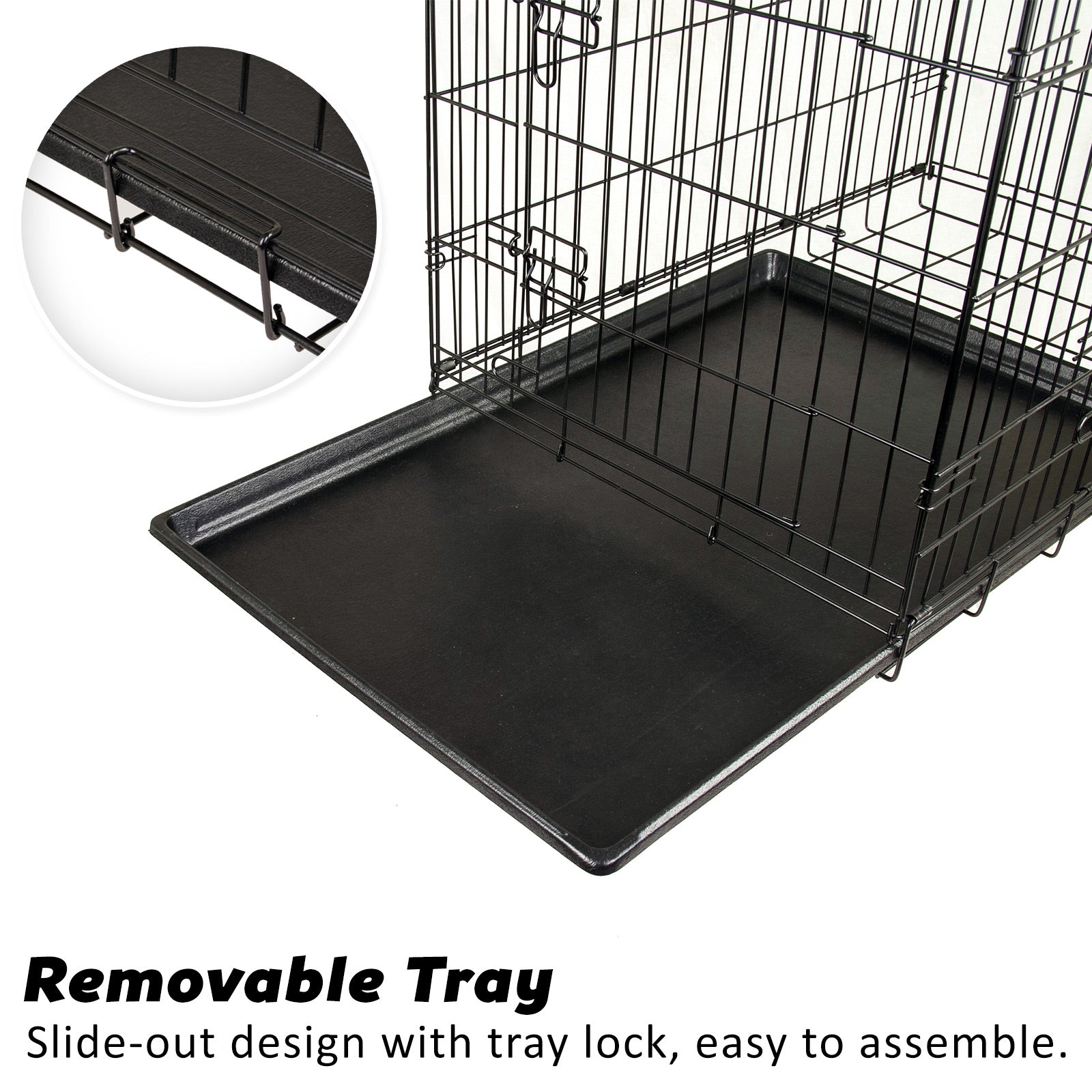 Wire Dog Cage Foldable Crate Kennel 30in with Tray + Cushion Mat Combo - image4