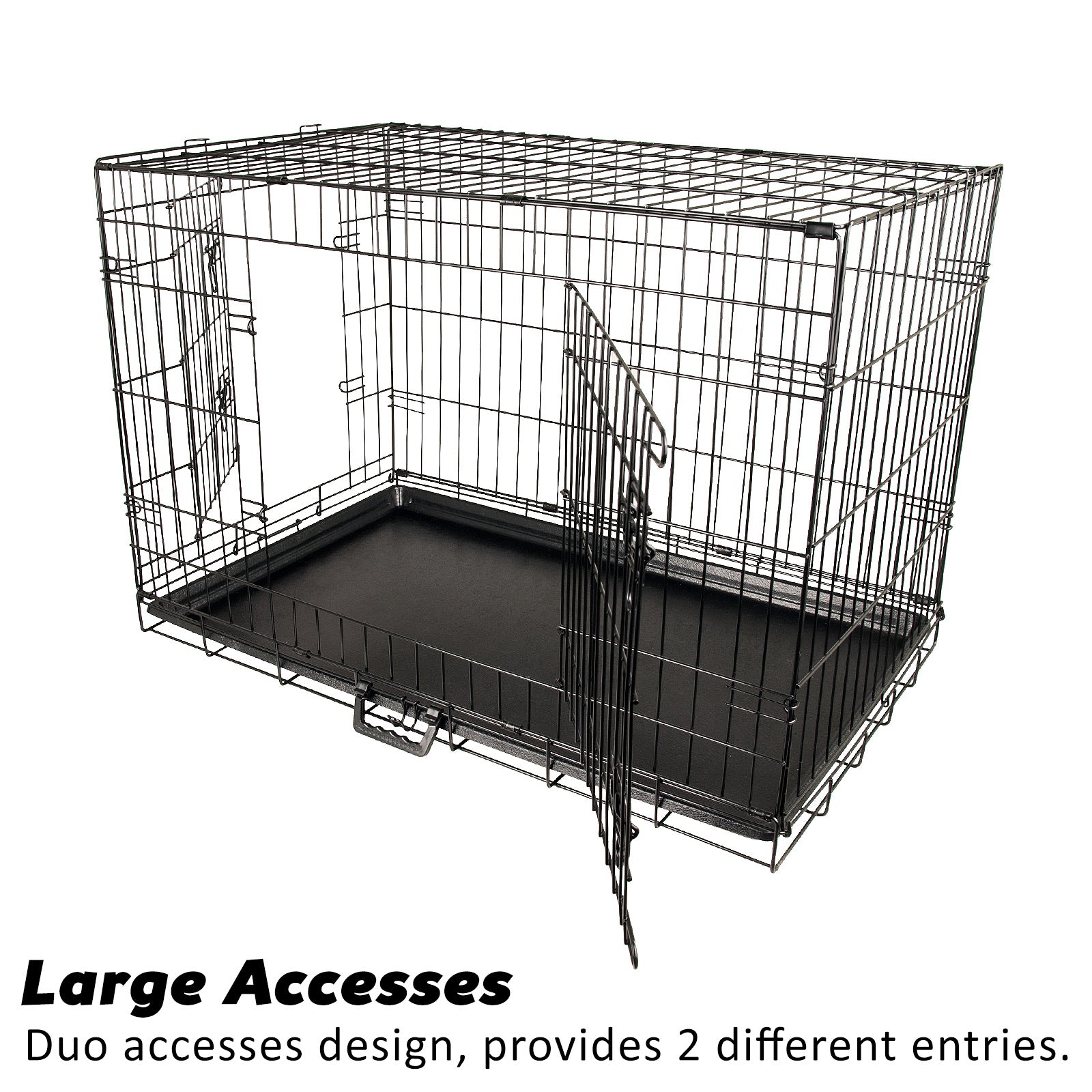 Wire Dog Cage Foldable Crate Kennel 30in with Tray + Cushion Mat Combo - image5