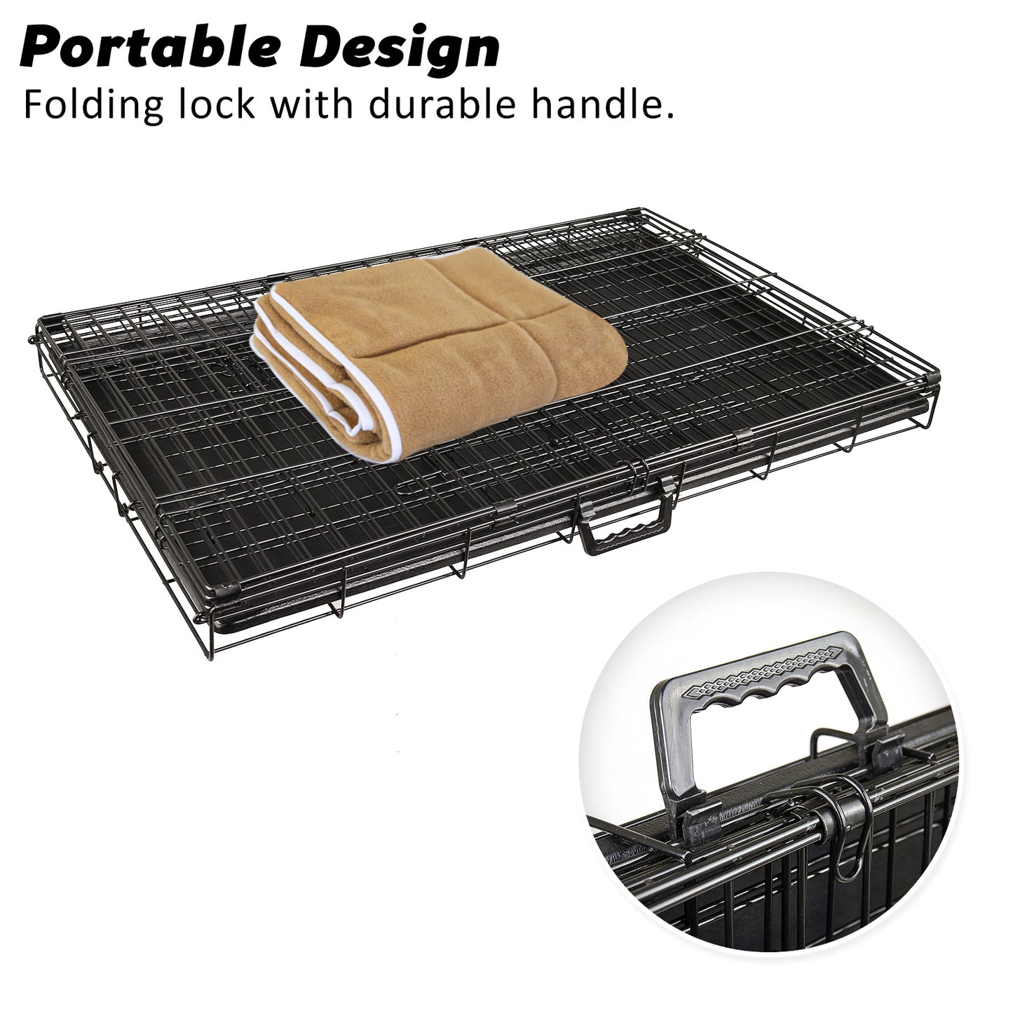 Wire Dog Cage Foldable Crate Kennel 30in with Tray + Cushion Mat Combo - image8