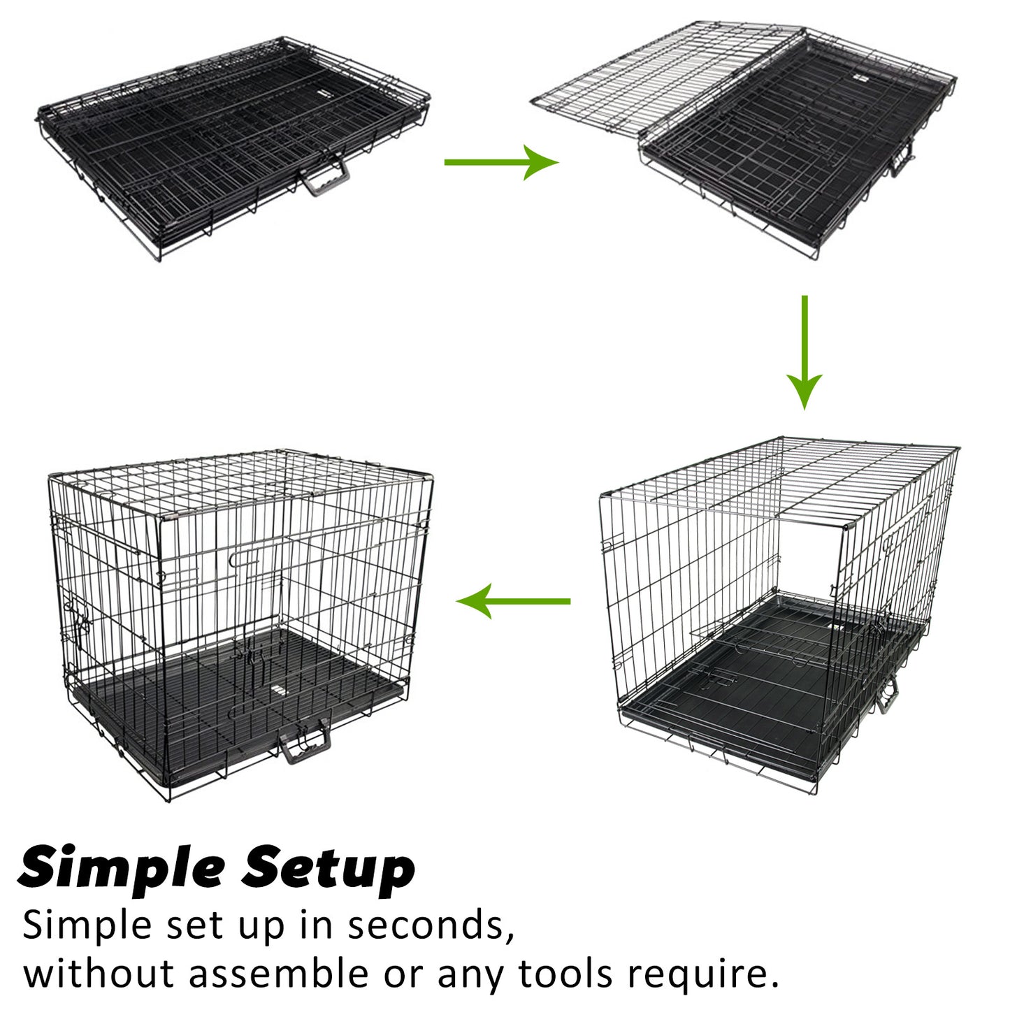 Wire Dog Cage Foldable Crate Kennel 30in with Tray + Cushion Mat Combo - image9