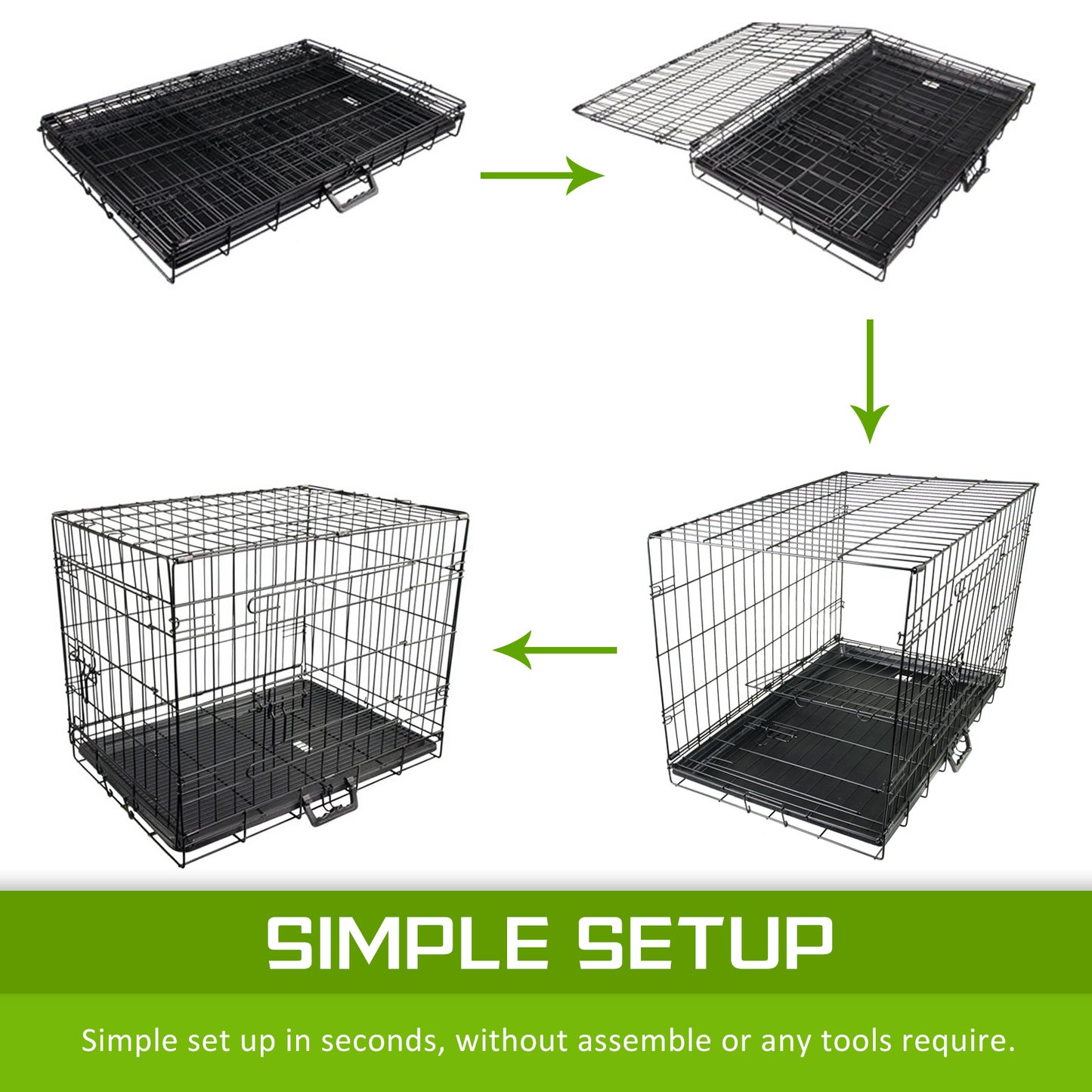 Wire Dog Cage Foldable Crate Kennel 24in with Tray + Blue Cover Combo - image10