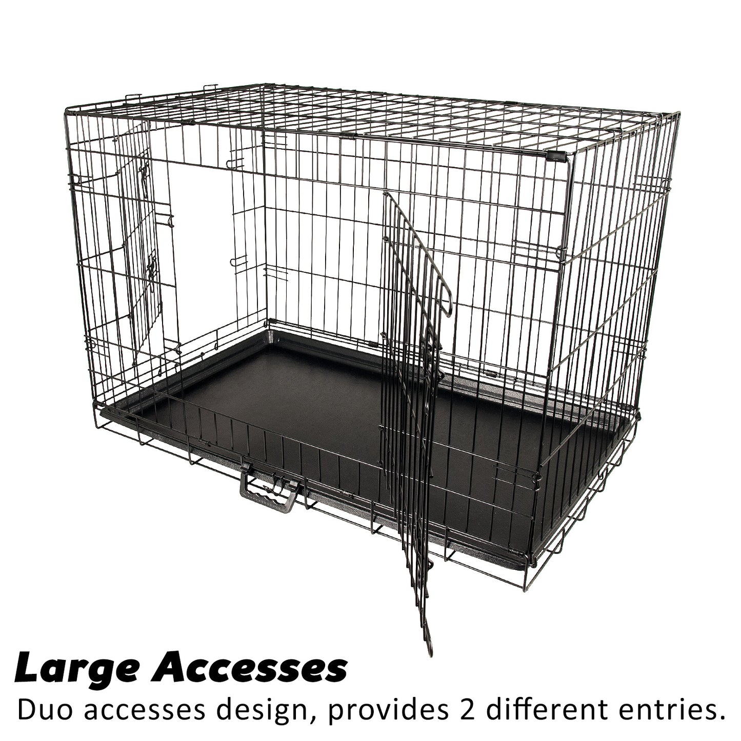 Wire Dog Cage Crate 24in with Tray + Cushion Mat + Blue Cover Combo - image6