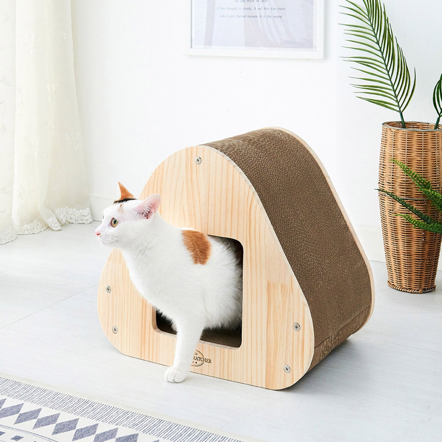 Yaomi Wood Triangle Cat Scratcher Sofa Pet Bed - image8